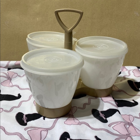 Vintage Tupperware 3 piece Condiment Set with spoons. - Picture 1 of 5